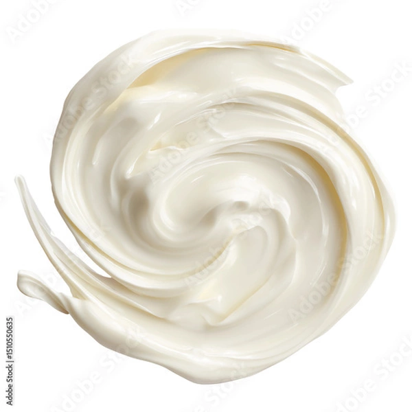 Obraz Swirl of white cream texture, isolated on transparent background.