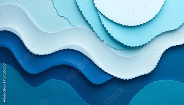 Obraz Abstract Blue Waves Paper Cut Design Background Texture for Modern Design Projects