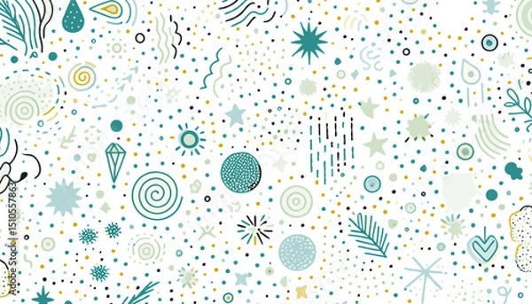 Fototapeta seamless vector pattern with circles, confetti and dots