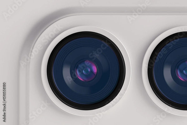 Fototapeta The main camera module of modern smartphone with optical lens. 3d render