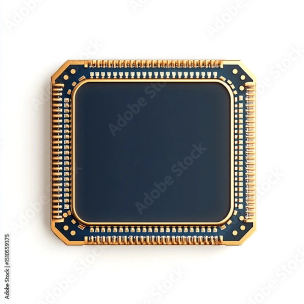 Fototapeta Processor or electronic chip on white background.