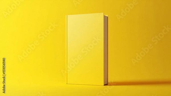 Fototapeta A mockup of an empty yellow book on display.