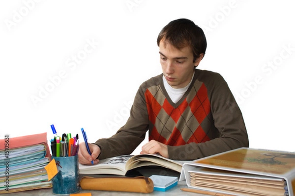 Fototapeta Student writing at table