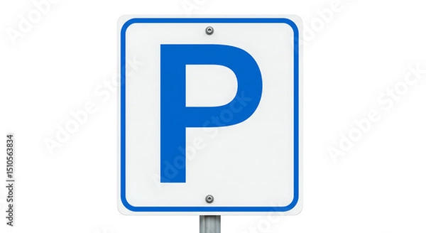 Obraz Simple Blue Parking Sign on White Background