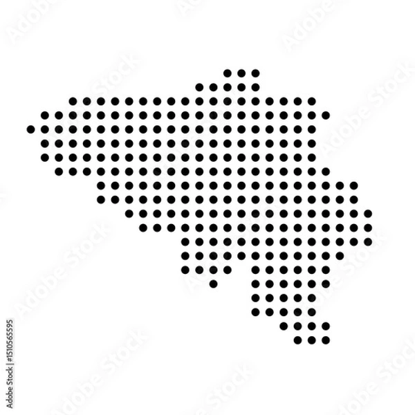 Fototapeta Belgium country dotted map. Black spot pixel illustration isolated on white background. Vector circle mosaic.