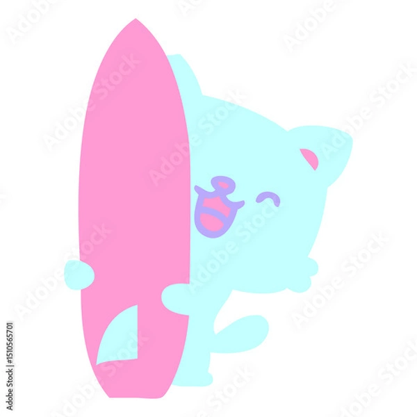 Obraz cute cat with surfboard
