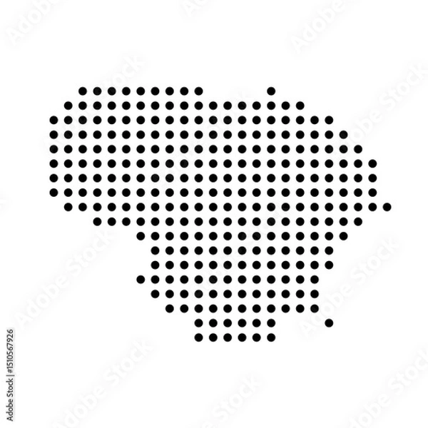 Fototapeta Lithuania country dotted map. Black spot pixel illustration isolated on white background. Vector circle mosaic.