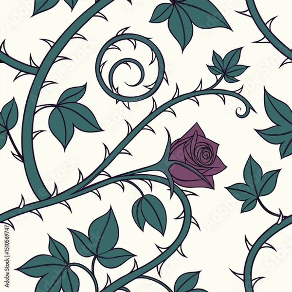 Obraz Seamless romantic gothic vine and thorn pattern