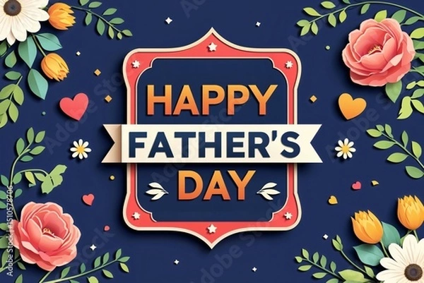 Fototapeta DIY card design elements for Father�s Day, cutout style