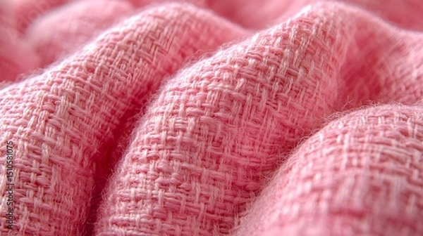 Fototapeta Serene Digital Textile Artwork: Gentle Soft Pink Cotton Chenille with Refined Woven Pattern and Inviting Ambience