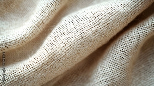 Fototapeta Engaging Realistic Burlap Background with Smooth White Painted Pattern, Fusing Traditional Fabric Aesthetics with Modern Digital Techniques for Interior Design Prints