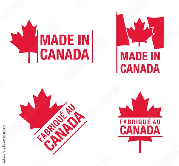 Fototapeta Made in Canada - stamp for production labeling. 4 versions, flat style