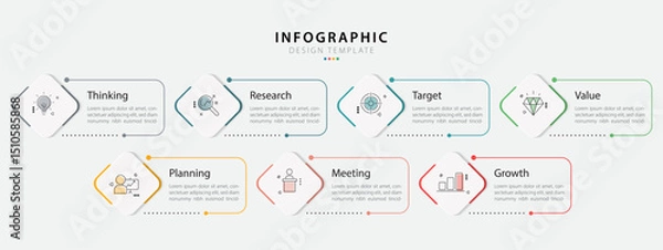 Fototapeta Timeline Creator infographic template. 7 Step timeline journey, calendar Flat simple infographics design template. presentation graph. Business concept with 7 options, vector illustration.