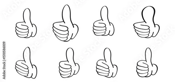 Fototapeta Cartoon thumbs up. Do and don't or like and dislike symbols. Yes or no button with thumbs up and thumbs down. Gesture hand drawn.