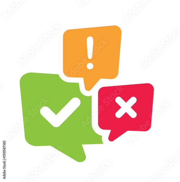 Obraz Icon set of check mark, cross, exclamation mark, information icon. FAQ sign.