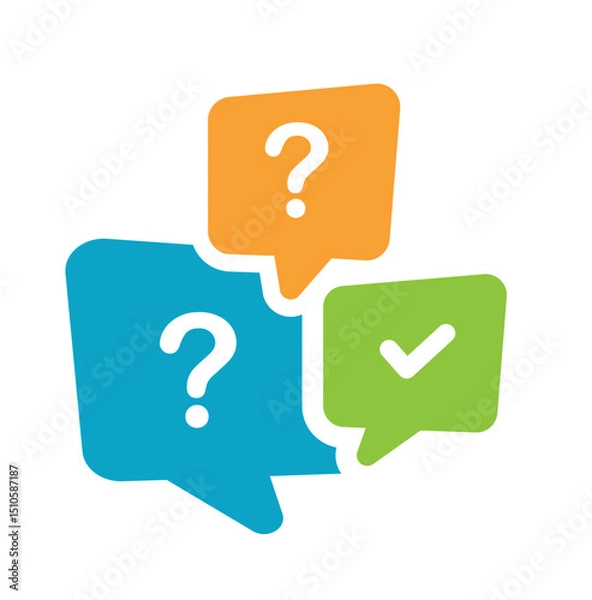 Fototapeta Question and answer color icon. FAQ sign.