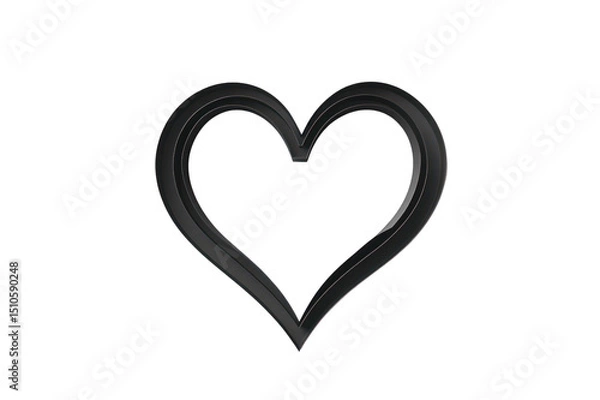Fototapeta Simple black heart outline symbol on white background representing love affection and emotional connection for romantic or decorative themes