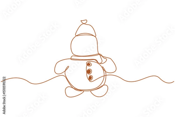 Obraz Simple hand-drawn gingerbread man single line drawing isolated on white background. Vector illustration.