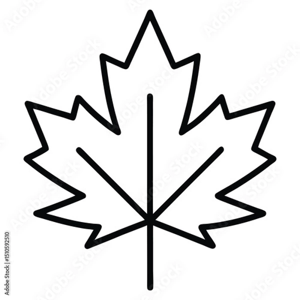 Fototapeta maple leaf vector outline icon isolated on white background