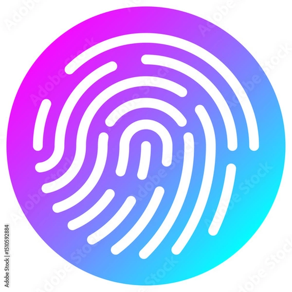Fototapeta シンプルなデジタル指紋認証のアイコン ゲーミングカラー 丸型