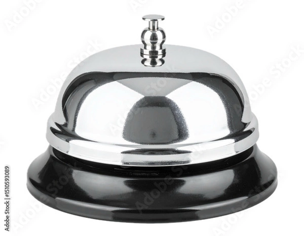 Fototapeta Silver service bell isolated on transparent background