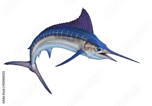 Obraz Blue marlin isolated on white background