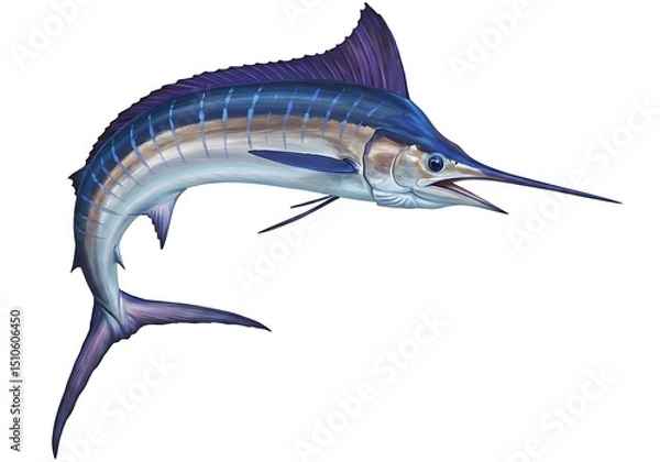 Obraz Blue marlin fish isolated on white background