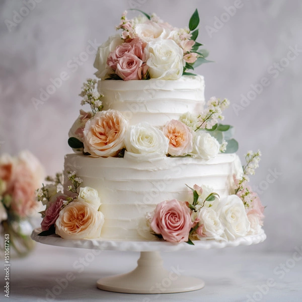 Obraz wedding cake with flowers