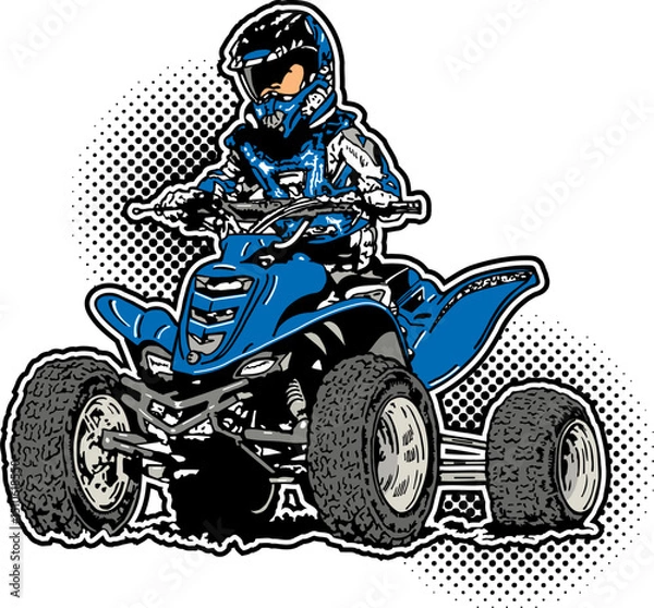 Fototapeta boy riding four wheeler for recreational fun