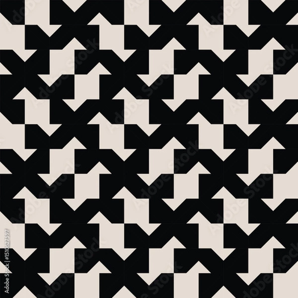 Fototapeta Mid century modern geometric pattern in black and white. Repeated and decorative design that can be used for packaging, decorating, interior design, wallpapers, and more.	
