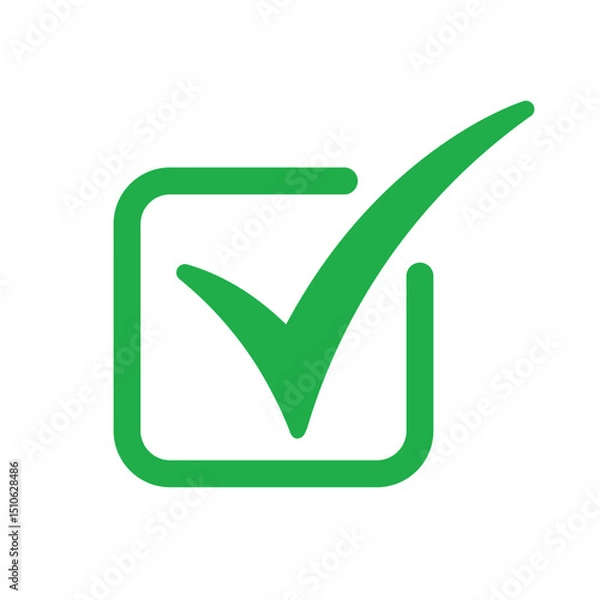 Fototapeta Green check mark, isolated tick symbols, checklist signs, and an approval badge. Flat and modern checkmark design, vector illustration.