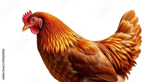 Obraz Detailed Illustration of a Brown Hen on a White Background with Rich Texture
