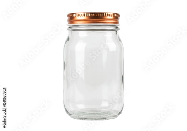 Fototapeta Isolated Empty Glass Jar with Copper Lid