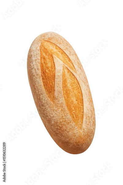 Obraz Freshly baked artisanal bread on a neutral background showcasing texture and shape