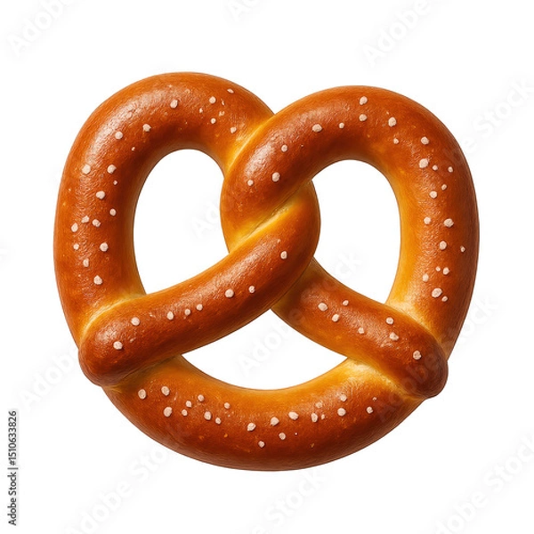 Obraz Freshly baked golden pretzel with salt served on a clean surface for snacking