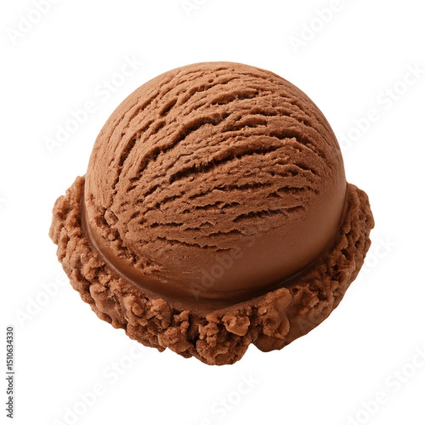 Obraz Creamy chocolate ice cream scoop with crumbly base on white background