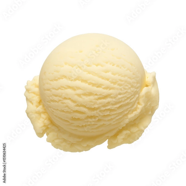 Obraz Creamy vanilla ice cream scoop on a plain background ready to delight dessert lovers