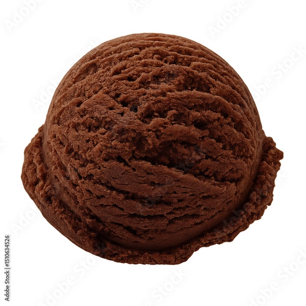 Obraz Chocolate ice cream scoop placed on a white background ready for dessert enjoyment