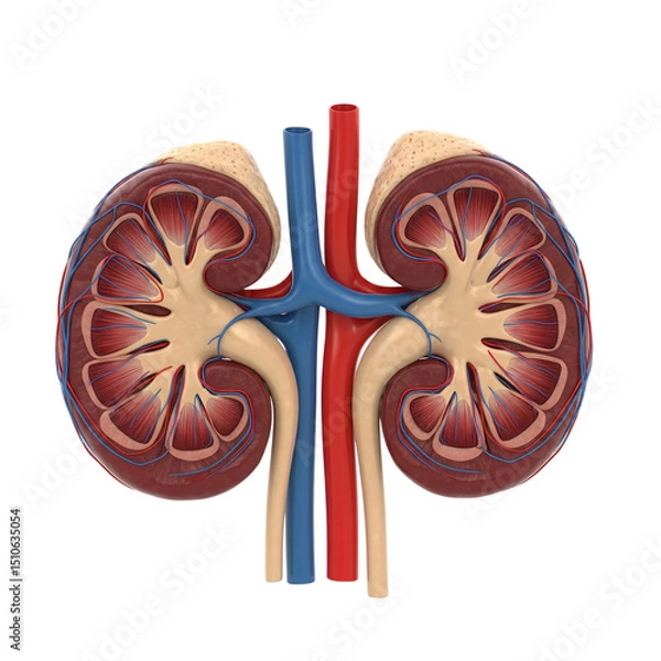 Obraz Human kidney isolated on a transparent background, perfect for medical, anatomical, and educational content 
