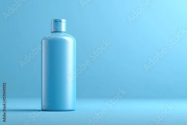 Fototapeta Blue Bottle Displayed Against Soft Blue Background in Studio Lighting