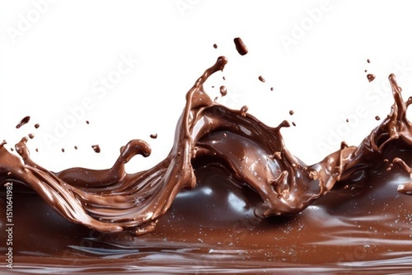 Fototapeta Rich Chocolate Splash on White Background Capturing Fluid Movement