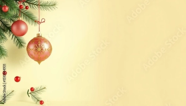 Obraz Elegant christmas ornaments on pastel background with empty space for message