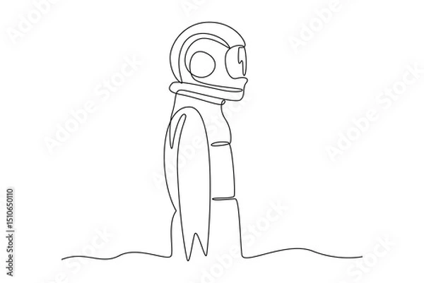 Obraz Continuous one line drawing of astronaut preparation. Professional job profession minimalist concept. Single line draw design vector graphic illustration