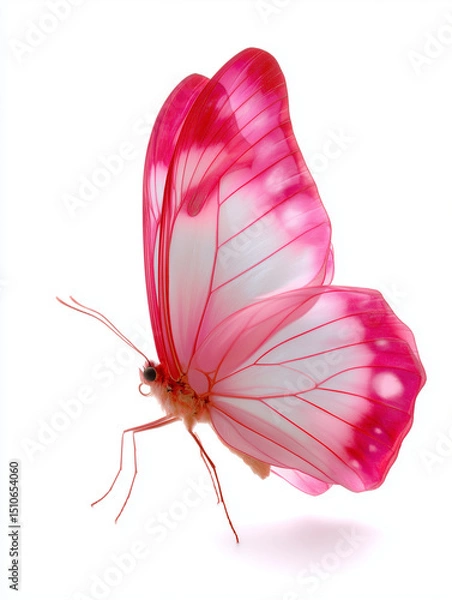 Obraz pink butterfly on white background