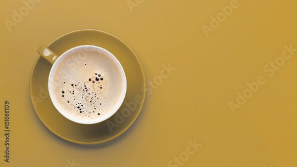 Obraz Yellow coffee cup on minimalistic bright background
