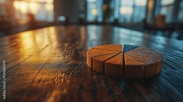 Fototapeta Wooden pie chart on a table