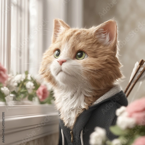 Fototapeta a cat with a bow and arrow
