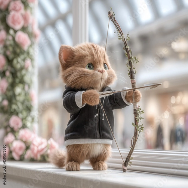 Fototapeta a cat with a bow and arrow