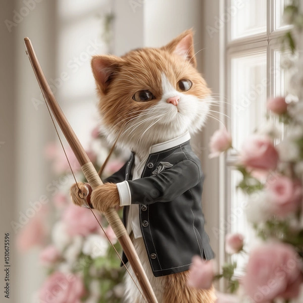 Fototapeta a cat with a bow and arrow