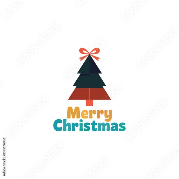 Obraz create a vector style simple  Christmas tree white beckground .

